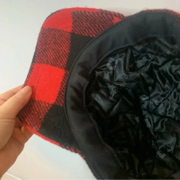Vintage Dry Ice Black Red Plaid Wool Hat Lined - Picture 8 of 10